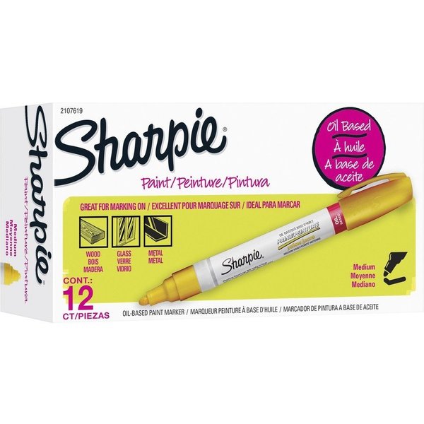 Sharpie Paint Marker, Oil-Based, Medium Point, 12/DZ, YW PK SAN2107619